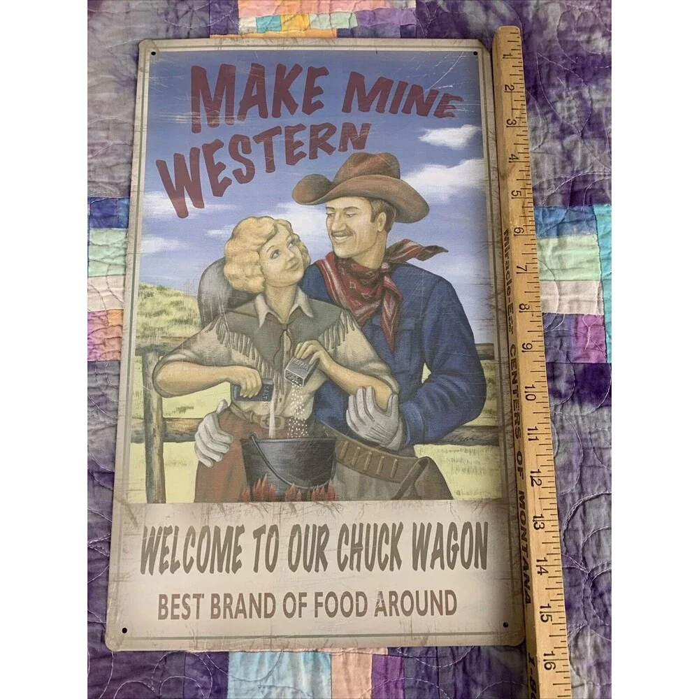 Make Mine Western 16x10 Rustic Retro Metal Signs